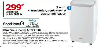 Castorama Climatiseur mobile AC 9 K BTU offre