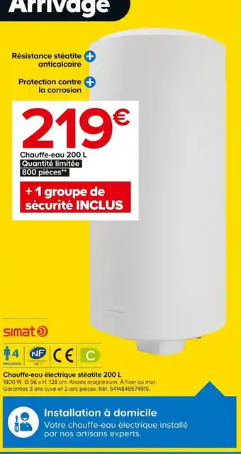 Castorama Chauffe-eau électrique stéatite 200 L offre