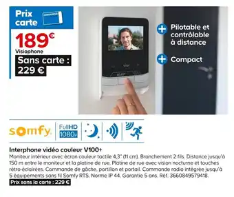 Interphone vidéo couleur V100+