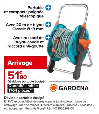 Castorama Dévidoir portable équipé offre