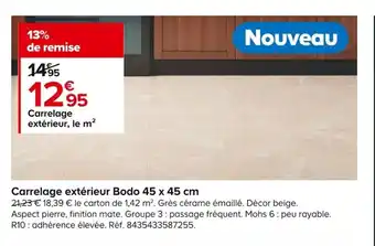Castorama Carrelage extérieur Bodo 45 x 45 cm offre