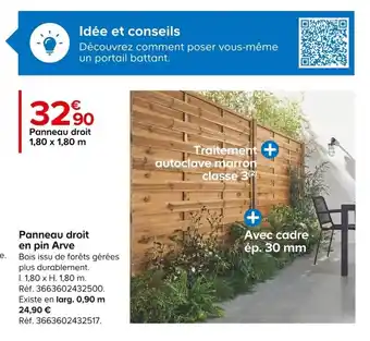 Castorama Panneau droit en pin Arve offre