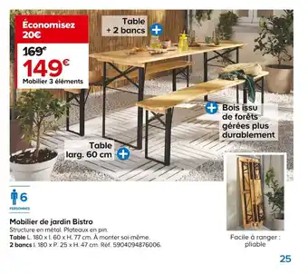 Castorama Mobilier de jardin Bistro offre