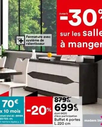 BUT Buffet 4 portes modern living L.220 cm offre