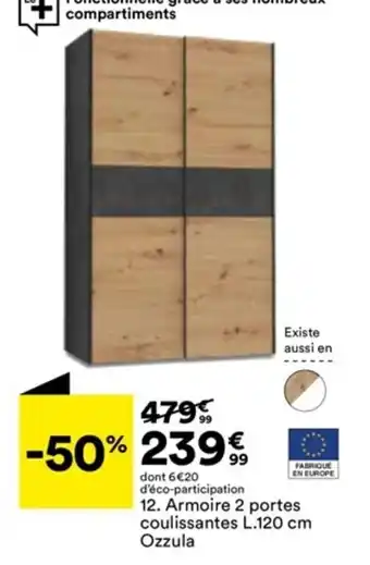 BUT Armoire 2 portes coulissantes L.120 cm Ozzula offre