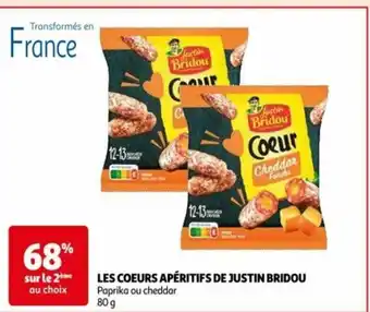 Auchan LES COEURS APÉRITIFS DE JUSTIN BRIDOU Paprika ou cheddar offre