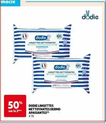 Auchan DODIE LINGETTES NETTOYANTES DERMO APAISANTES (¹) x 70 offre