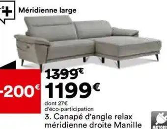 BUT 3. Canapé d'angle relax méridienne droite Manille MOTORISE offre