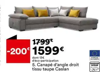 BUT 5. Canapé d'angle droit tissu taupe Caslan offre
