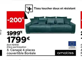 BUT 3. Canapé 4 places couvertible Boréale offre
