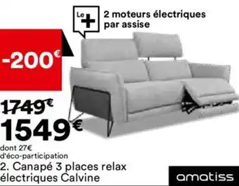 BUT 2. Canapé 3 places relax électriques Calvine offre