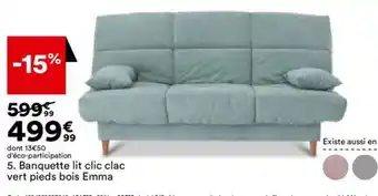 5. Banquette lit clic clac vert pieds bois Emma