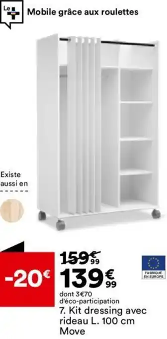 BUT 7. Kit dressing avec rideau L. 100 cm Move offre