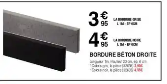 Chretien Matériaux BORDURE BÉTON DROITE offre