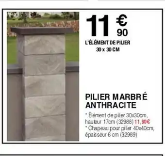 Chretien Matériaux PILIER MARBRÉ ANTHRACITE offre