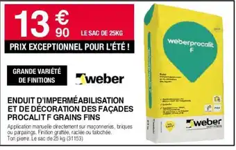 Chretien Matériaux ENDUIT D'IMPERMÉABILISATION ET DE DÉCORATION DES FAÇADES PROCALITF GRAINS FINS offre