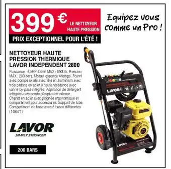 Chretien Matériaux NETTOYEUR HAUTE PRESSION THERMIQUE LAVOR INDEPENDENT 2800 offre