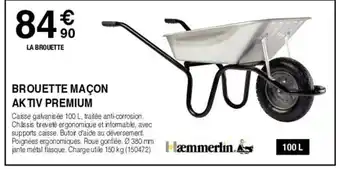 Chretien Matériaux BROUETTE MAÇON AKTIV PREMIUM offre