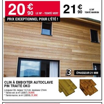 Chretien Matériaux CLIN À EMBOITER AUTOCLAVE PIN TRAITÉ OKO offre