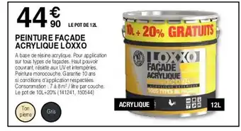 Chretien Matériaux PEINTURE FAÇADE ACRYLIQUE LOXXO offre