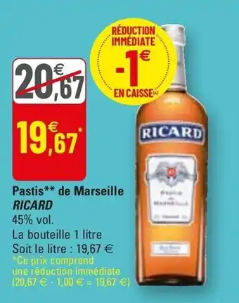 G20 Pastis** De Marseille Ricard offre