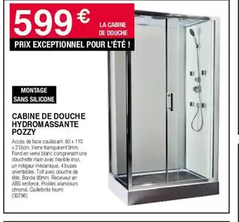 Chretien Matériaux CABINE DE DOUCHE HYDROMASSANTE offre
