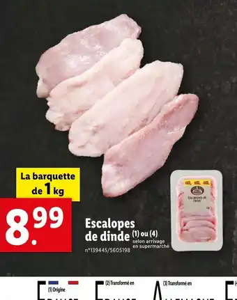 Lidl Escalopes de dinde (1) ou (4) offre