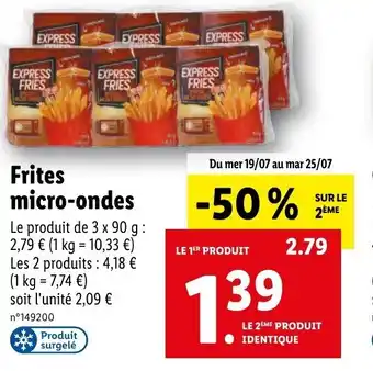 Lidl Frites micro-ondes offre