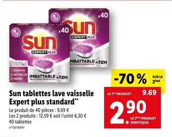 Lidl Sun tablettes lave vaisselle Expert plus standard** offre