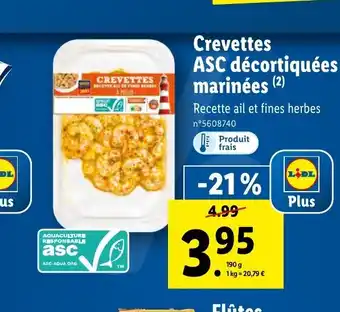 Lidl Crevettes ASC décortiquées marinées (2) offre