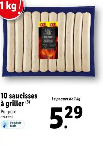 Lidl 10 saucisses à griller (³) offre