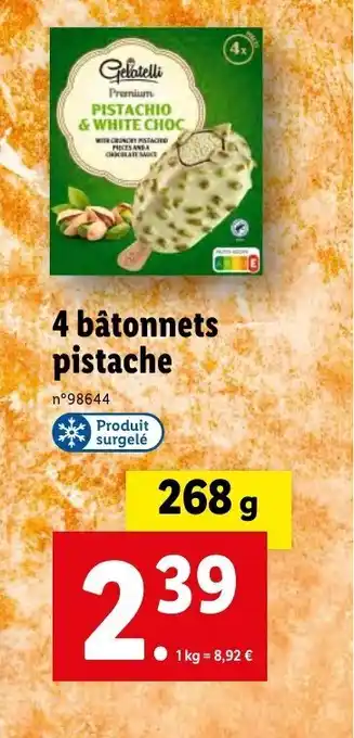 Lidl 4 bâtonnets pistache offre