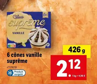 Lidl 6 cônes vanille suprême offre