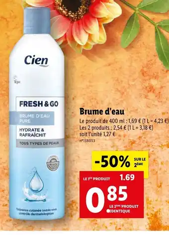 Lidl Brume d'eau offre