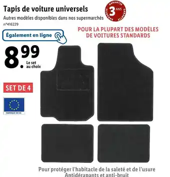 Lidl Tapis de voiture universels offre