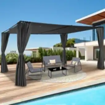 E.Leclerc Brico Idmarket pergola san jose 3x4 m tonnelle de jardin avec rideaux toile grise tente de réception offre