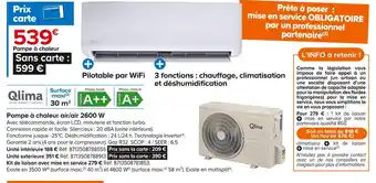 Castorama Qlima pompe à chaleur air/air 2600 w offre