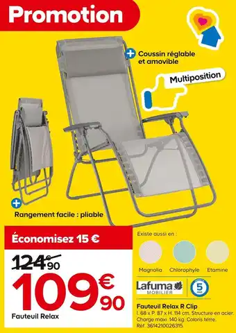 Castorama Lafuma fauteuil relax r clip offre