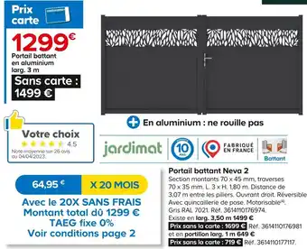 Castorama Jardimat portail battant neva 2 offre