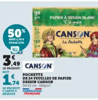 POCHETTE DE 24 FEUILLES DE PAPIER 1,74 DESSIN CANSON 24x32 cm-180g/mÂČ