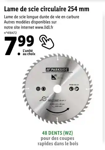 Lidl Lame de scie circulaire 254 mm offre