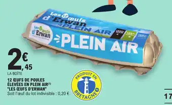 E.Leclerc 12 (EUFS DE POULES ÉLEVÉES EN PLEIN AIR(¹) "LES ŒUFS D'ERWAN" offre