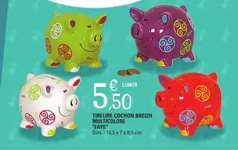 E.Leclerc TIRELIRE COCHON BREIZH MULTICOLORE offre