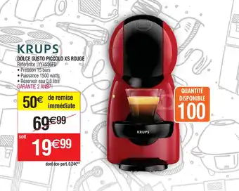Cora x Carrefour DOLCE GUSTO PICCOLO XS ROUGE offre