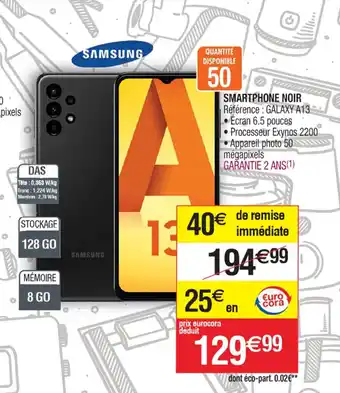 Cora x Carrefour SMARTPHONE NOIR offre