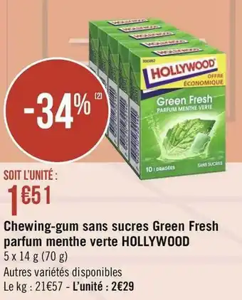 Géant Casino Chewing-gum sans sucres Green Fresh parfum menthe verte offre