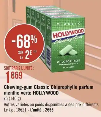 Géant Casino Chewing-gum Classic Chlorophylle parfum menthe verte offre