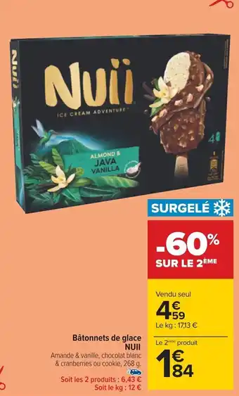 Carrefour Bâtonnets de glace NUII offre