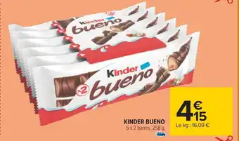 Carrefour KINDER BUENO 6 x 2 barres, 258 g. offre