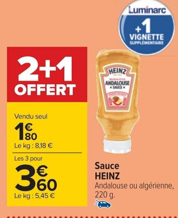 Promo Sauce HEINZ Andalouse ou algérienne, 220 g. chez Carrefour